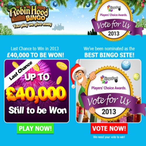 Win 40k guaranteed at Robin Hood Bingo